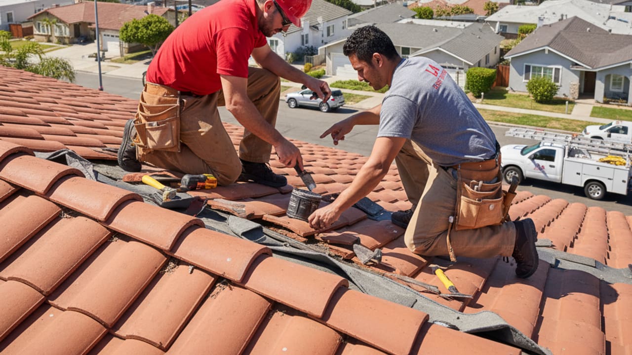 An illustration of a roof being repaired, symbolizing a typical blog post topic for roof repair tips.